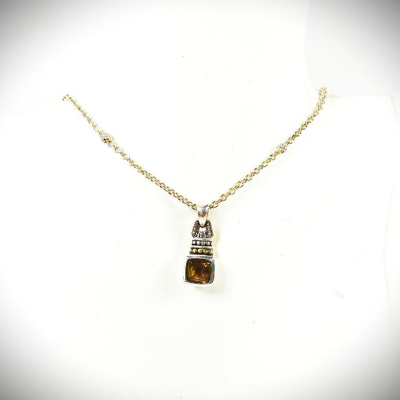 LAGOS Sterling Silver 18k Gold Smoky Topaz Pendant & Chain Necklace - Picture 7 of 11